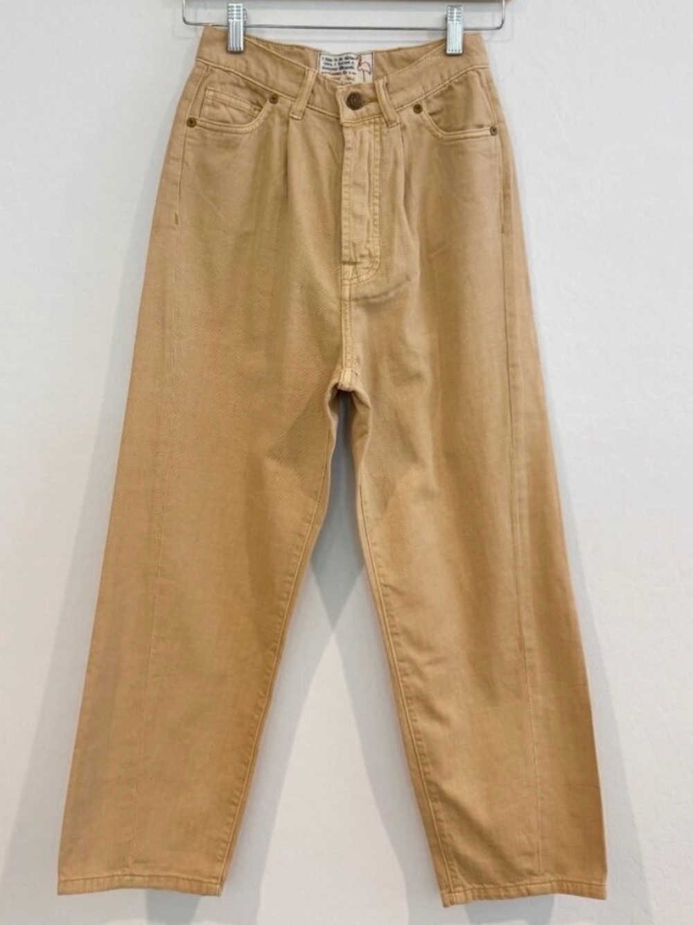 Sandrine Rose Fred Pleated Tapered Jeans Free People 24 Cotton Boho Slouchy Chic